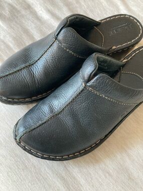 Born Black Leather Slip-On Clogs for Women